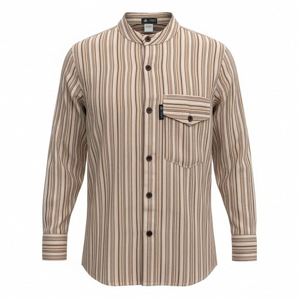 Brown and Beige Sari Grandad Shirt – XL