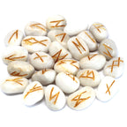 White Agate Rune Stone Set in Pouch