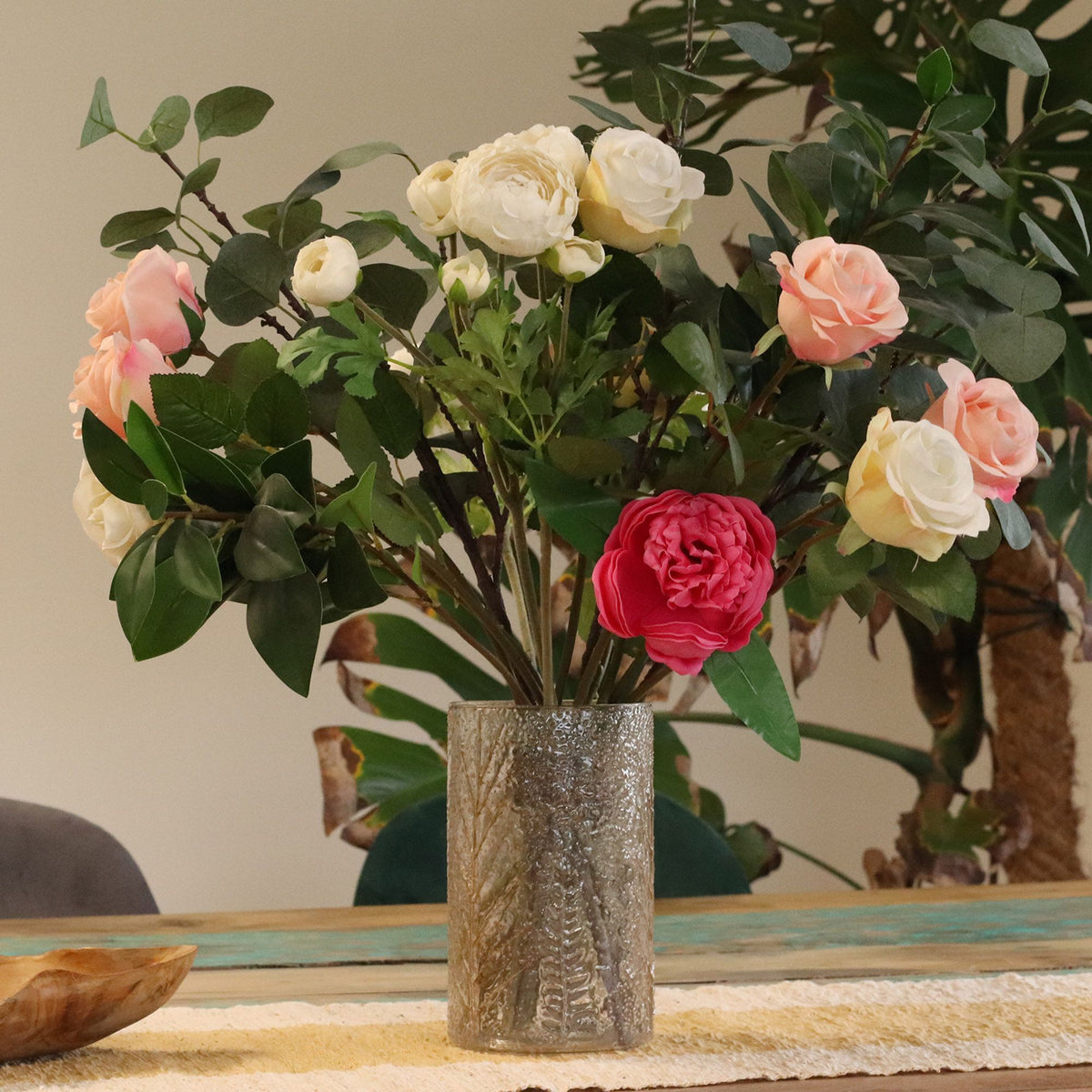 Floral Glass Vase Candle Holder – 19 × 11cm