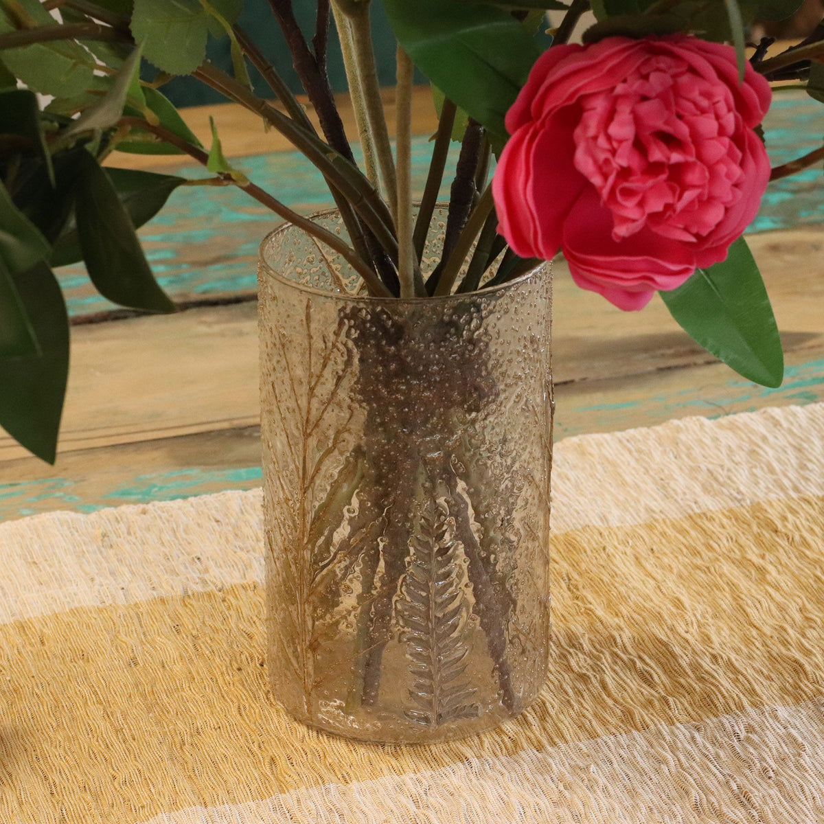 Floral Glass Vase Candle Holder – 19 × 11cm