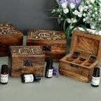 Mango Wood Floral Carved Aromatherapy Box