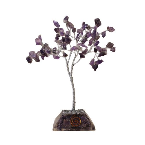 Amethyst Gemstone Tree with Orgonite Base – 80 Stones