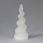 Selenite Spiral Unicorn Horn Tower – 10cm