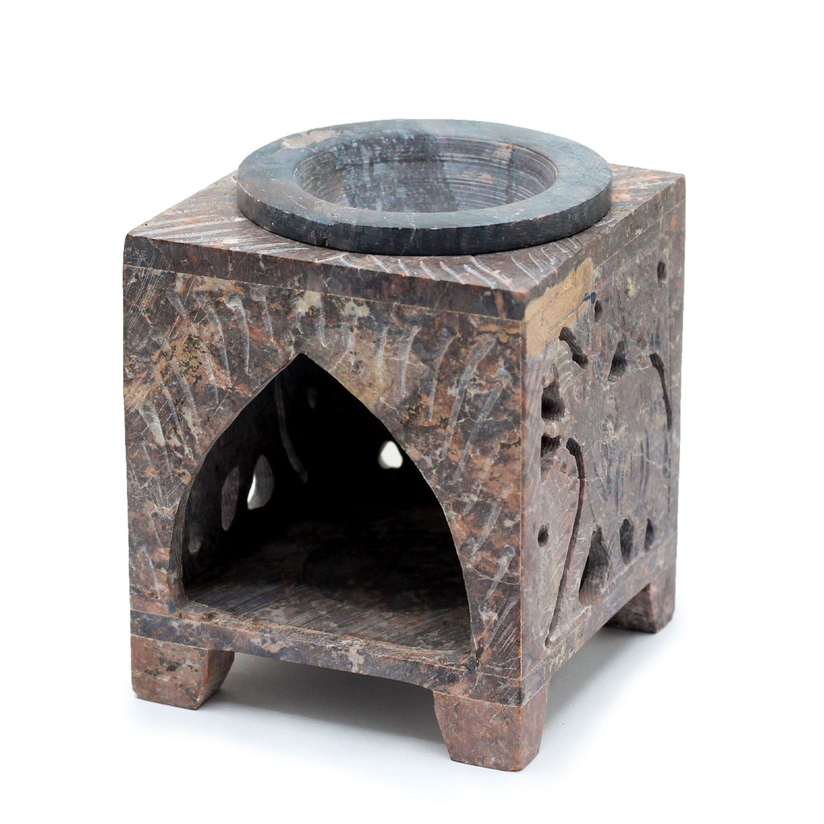 Elephant Soapstone Oil Burner – 10 × 7.5cm