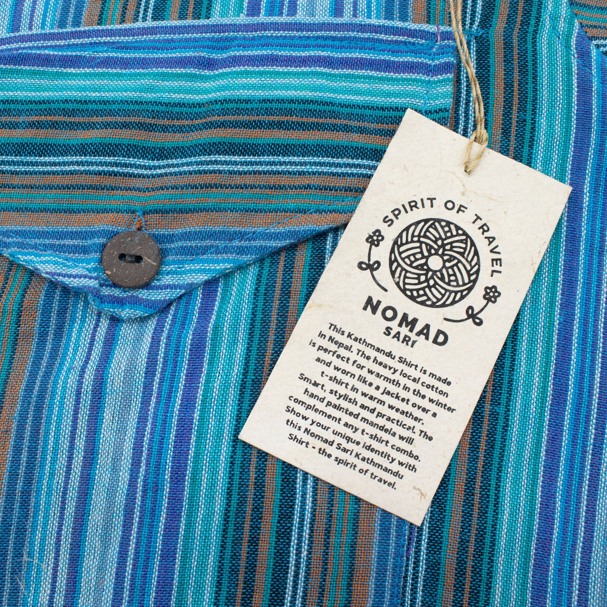 Turquoise Sari Grandad Shirt – Medium
