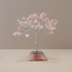 Rose Quartz Gemstone Tree with Orgonite Base – 80 Stones