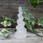 Selenite Spiral Unicorn Horn Tower – 10cm