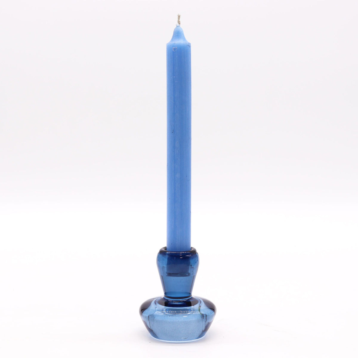 Royal Blue Mushroom Glass Candle Holders – Set of 2