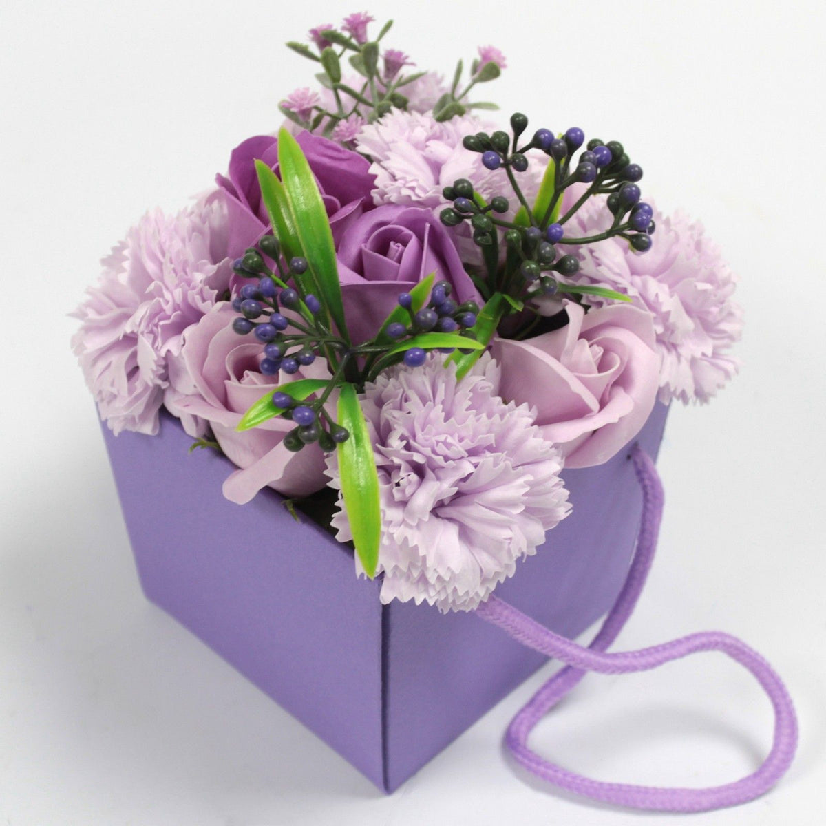 Lavender Rose and Carnation Soap Flower Bouquet