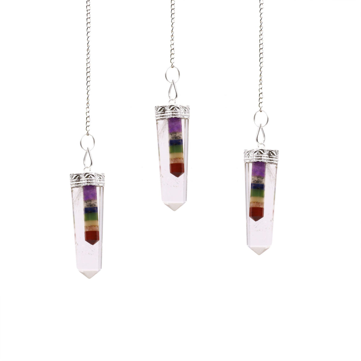 7 Chakra Crystal Flat Point Pendant