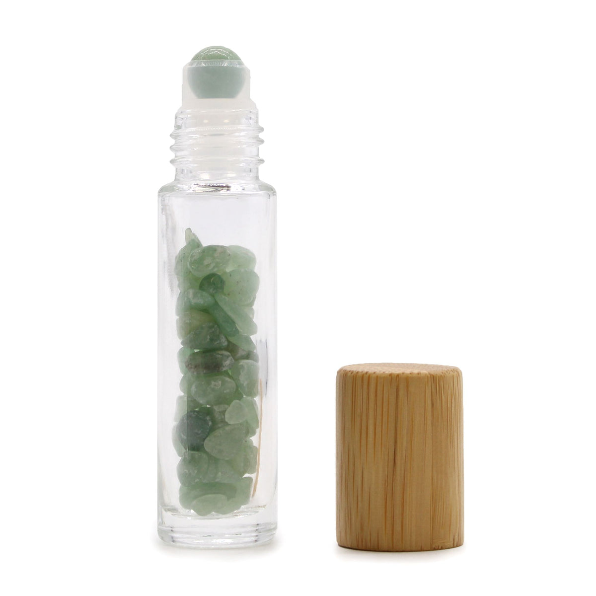 Aventurine Gemstone Roller Bottle with Wooden Cap – 5ml