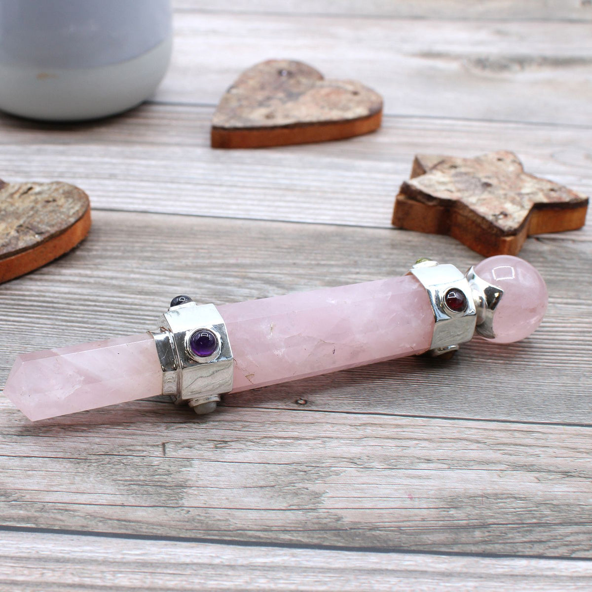 Rose Quartz Hexagonal Crystal Wand – 12cm