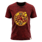 Dragon Mandala Maroon Cotton T-Shirt – Large