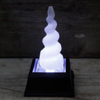 Selenite Spiral Unicorn Horn Tower – 10cm