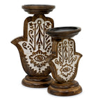 Large Mango Wood Hamsa Candle Stand – 25 x 18cm