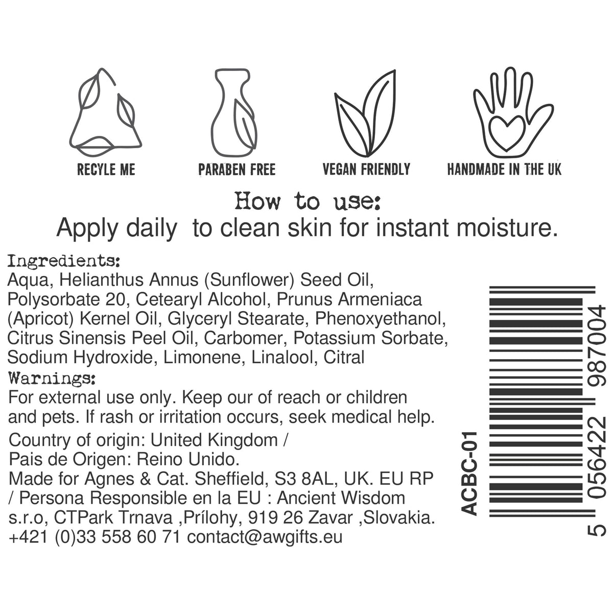 Clementine Hand and Body Cream – 300ml