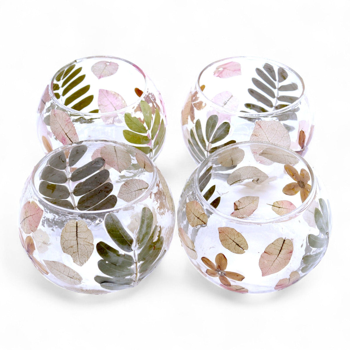 Primavera Floral Glass Bowl Candle Holder – 8 × 10cm