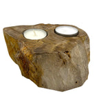 Double Petrified Wood Candle Holder