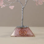 Rose Quartz Gemstone Tree with Orgonite Base – 80 Stones