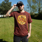 Dragon Mandala Maroon Cotton T-Shirt – Large