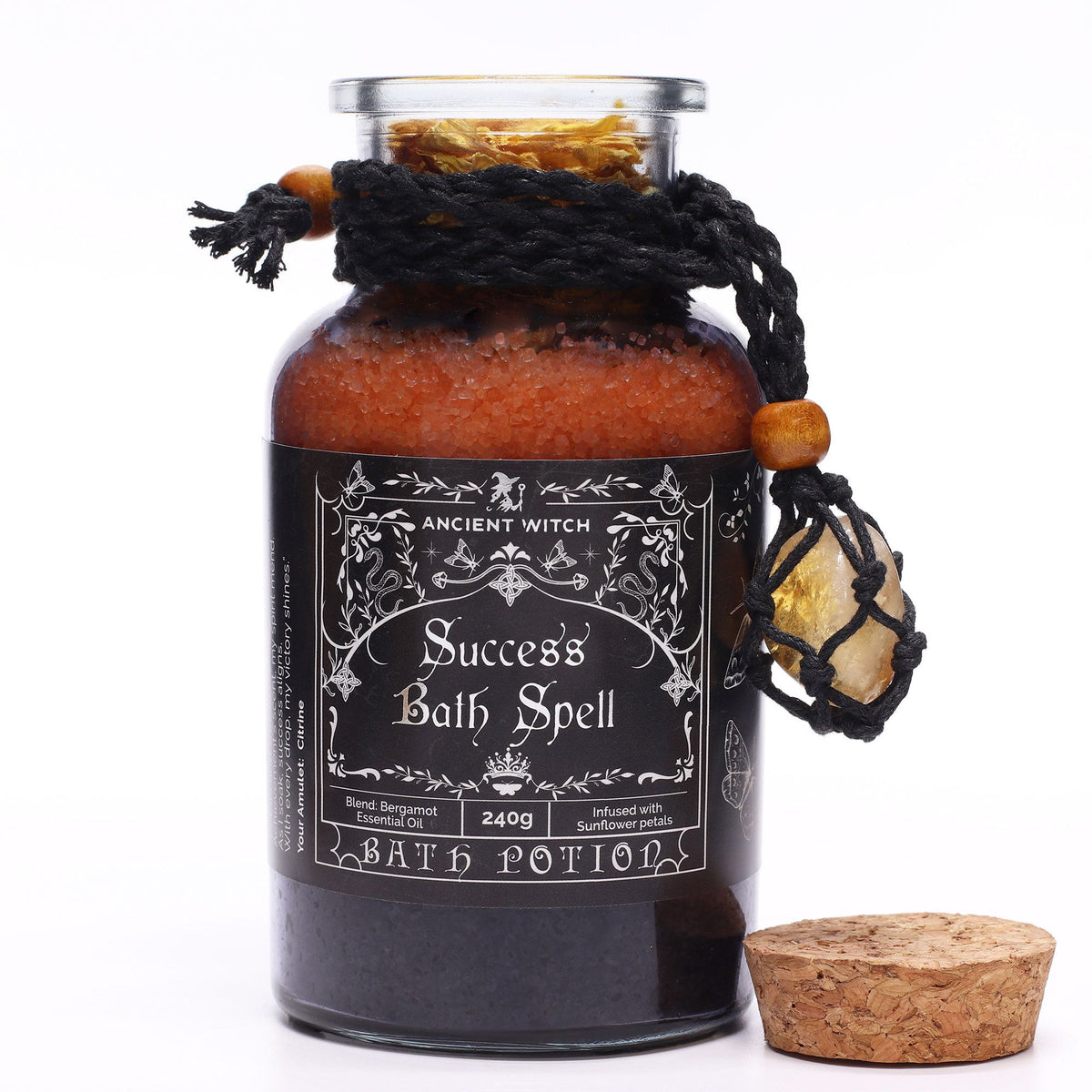 Citrine Crystal Bath Spell Potion with Amulet