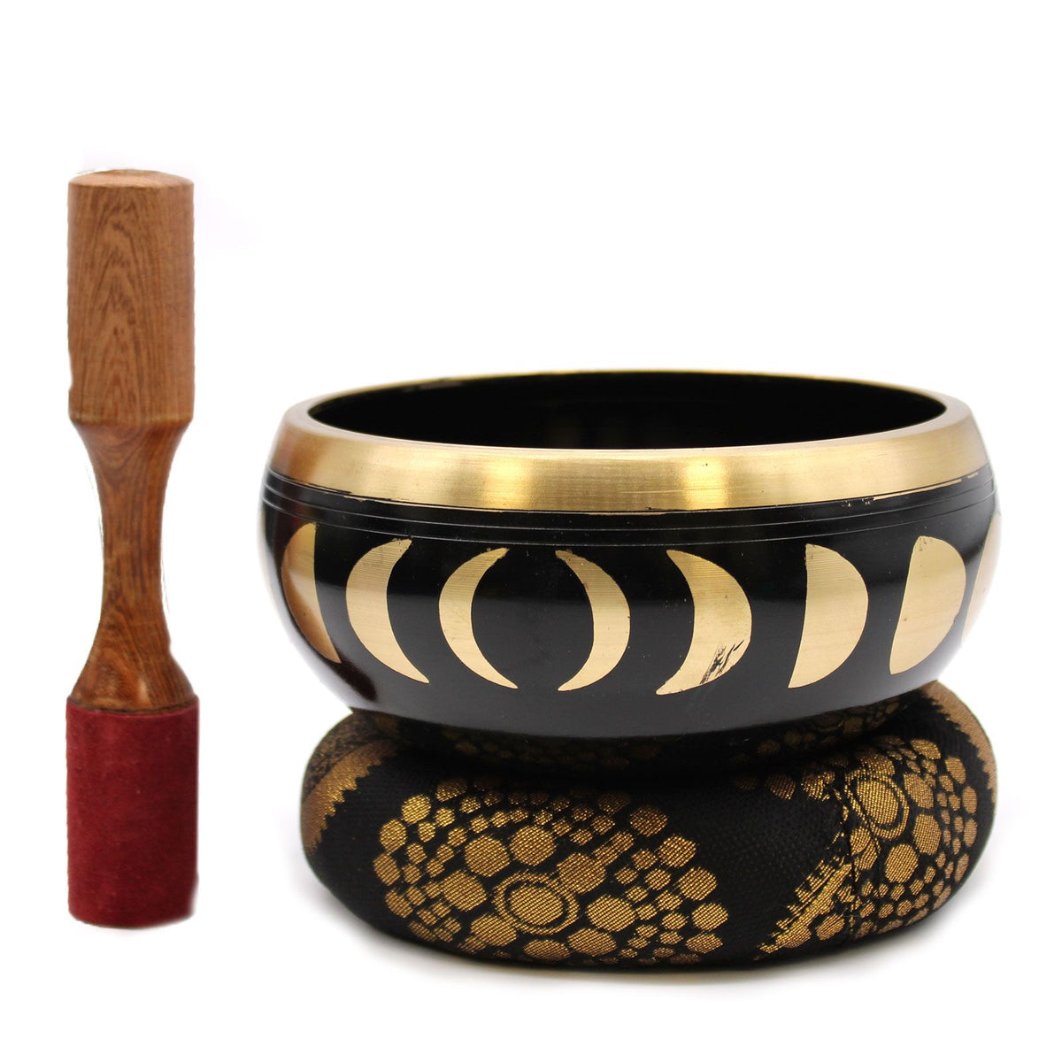Moon Phase Tibetan Singing Bowl Set – Black, 14cm