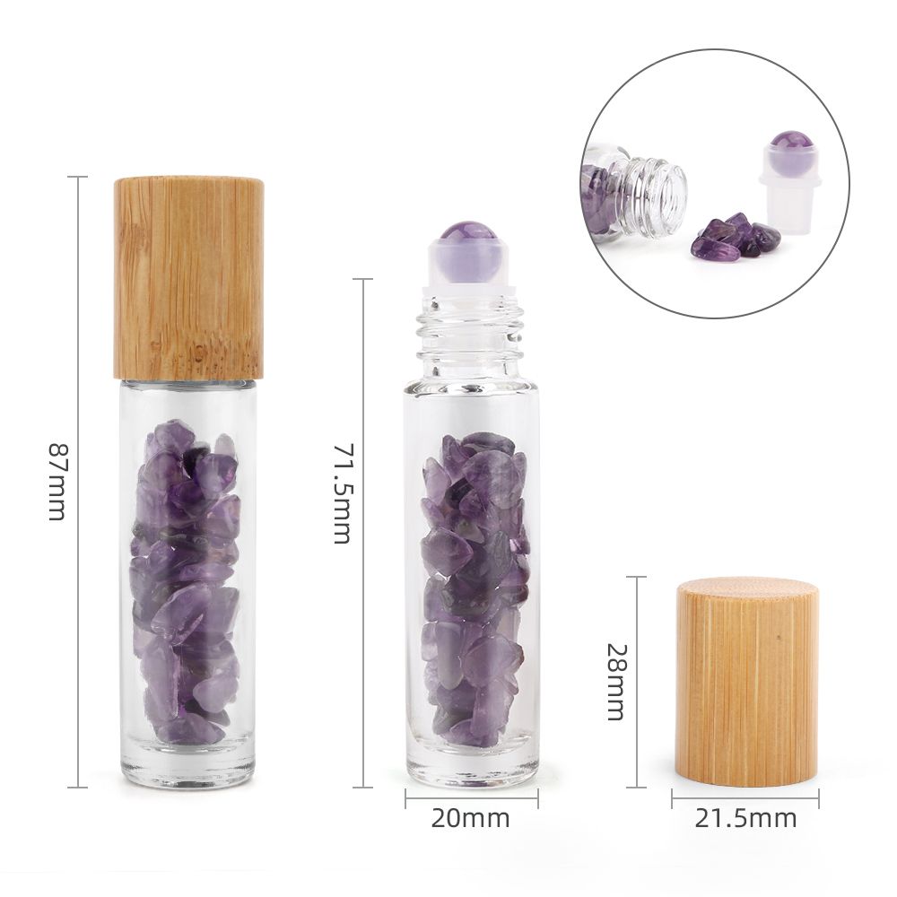 Amethyst Gemstone Roller Bottle with Wooden Cap – 5ml