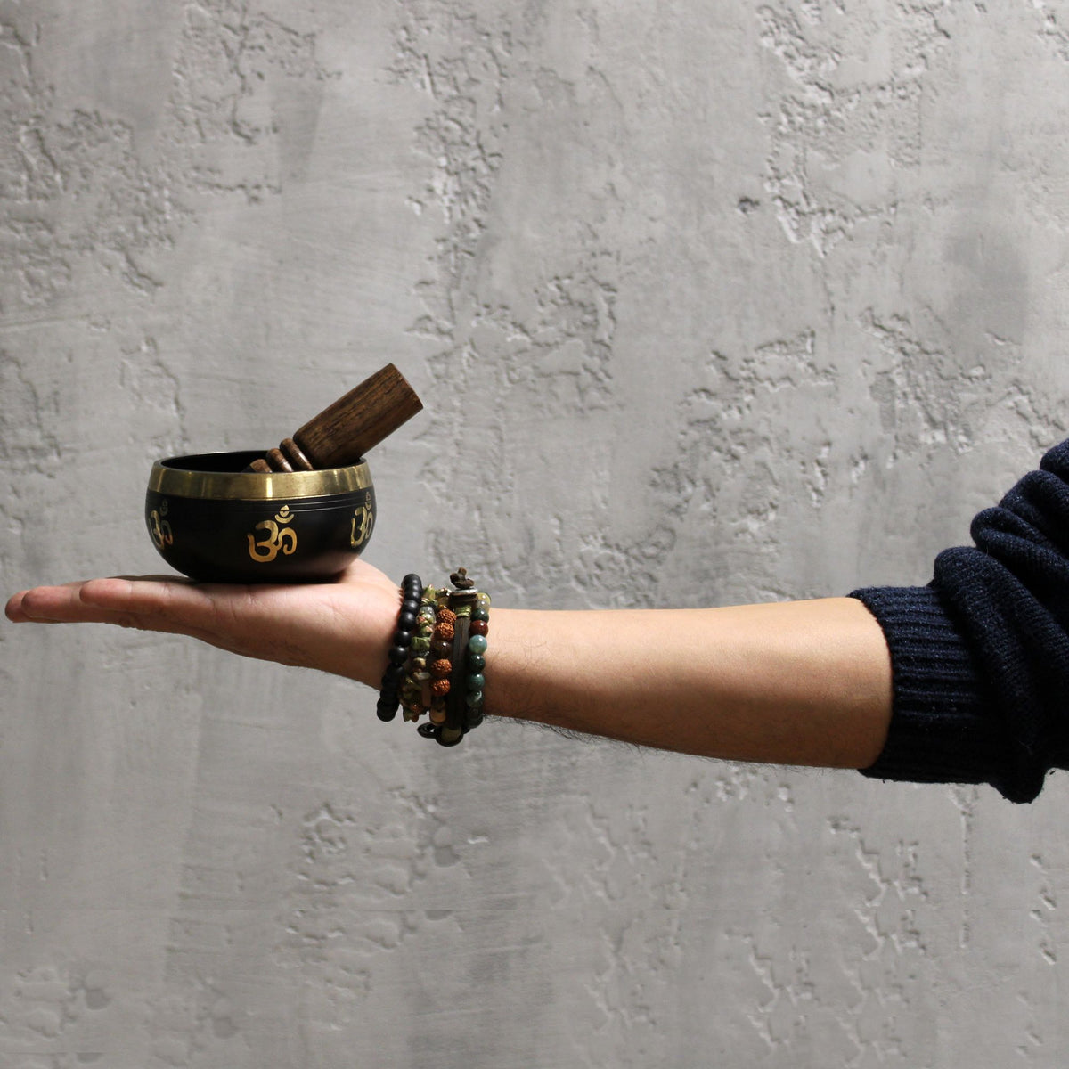 Om Tibetan Singing Bowl Set for Yoga and Meditation