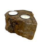 Double Petrified Wood Candle Holder