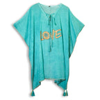 Turquoise and Gold Love Design Kaftan