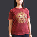 Hamsa Print Stonewashed Cotton T-Shirt – Maroon M