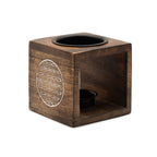 Square Mango Wood Oil Burner with Flower of Life