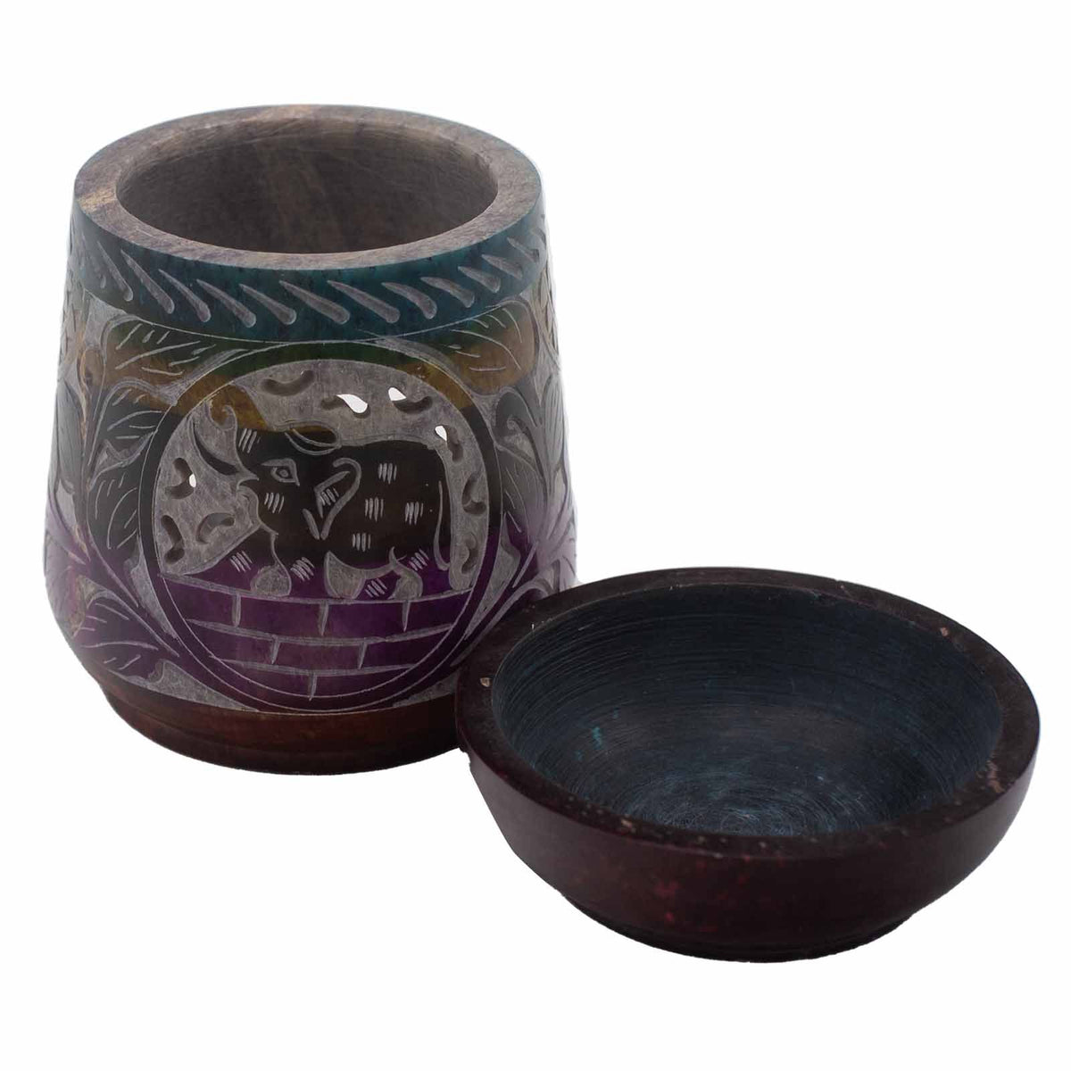 Large Elephant Soapstone Oil Burner – 13 × 10cm