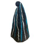 Felted Sauna Wizard Hat – Black and Blue Streaks