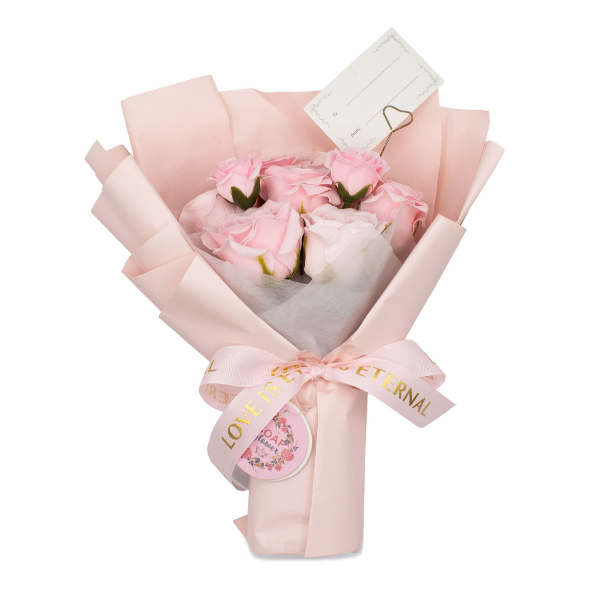 Large Pink Rose Soap Flower Bouquet Gift