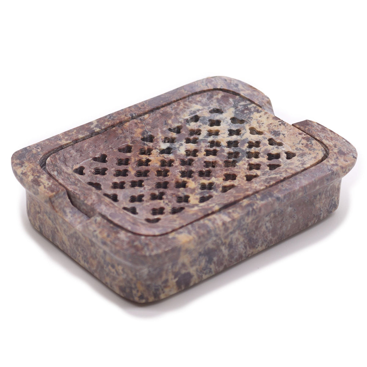 Square Soapstone Soap Dish with Drainer – 11 × 8cm