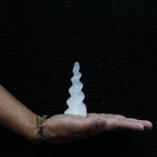 Selenite Spiral Unicorn Horn Tower – 10cm