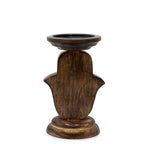 Small Mango Wood Hamsa Candle Stand – 18 x 11cm