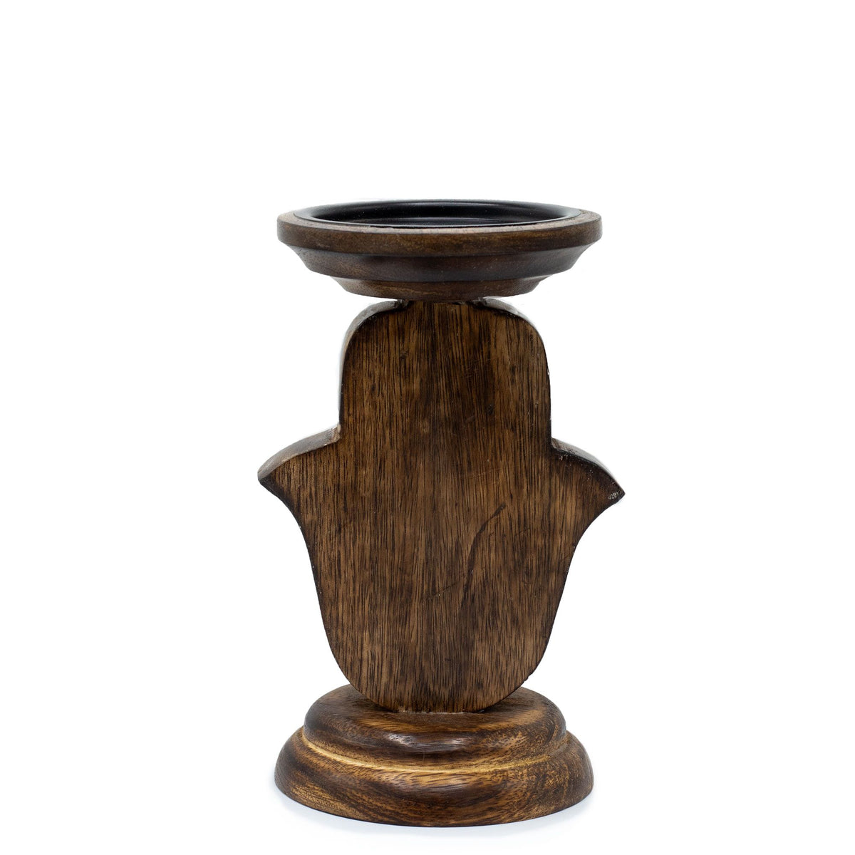 Small Mango Wood Hamsa Candle Stand – 18 x 11cm