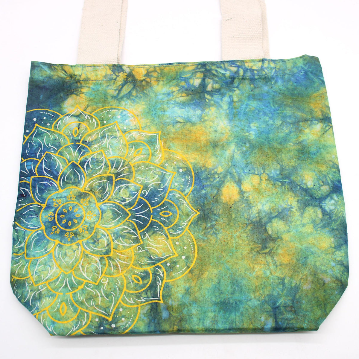 Green and Blue Tie-Dye Cotton Tote Bag
