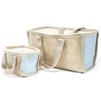 Large Teal Jute Shopping Basket – 33 × 18 × 20cm