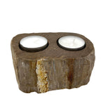 Double Petrified Wood Candle Holder