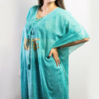 Turquoise and Gold Love Design Kaftan