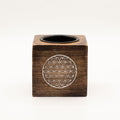 Square Mango Wood Oil Burner with Flower of Life