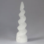 Spiral Selenite Unicorn Horn Tower – 15cm