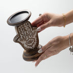 Small Mango Wood Hamsa Candle Stand – 18 x 11cm