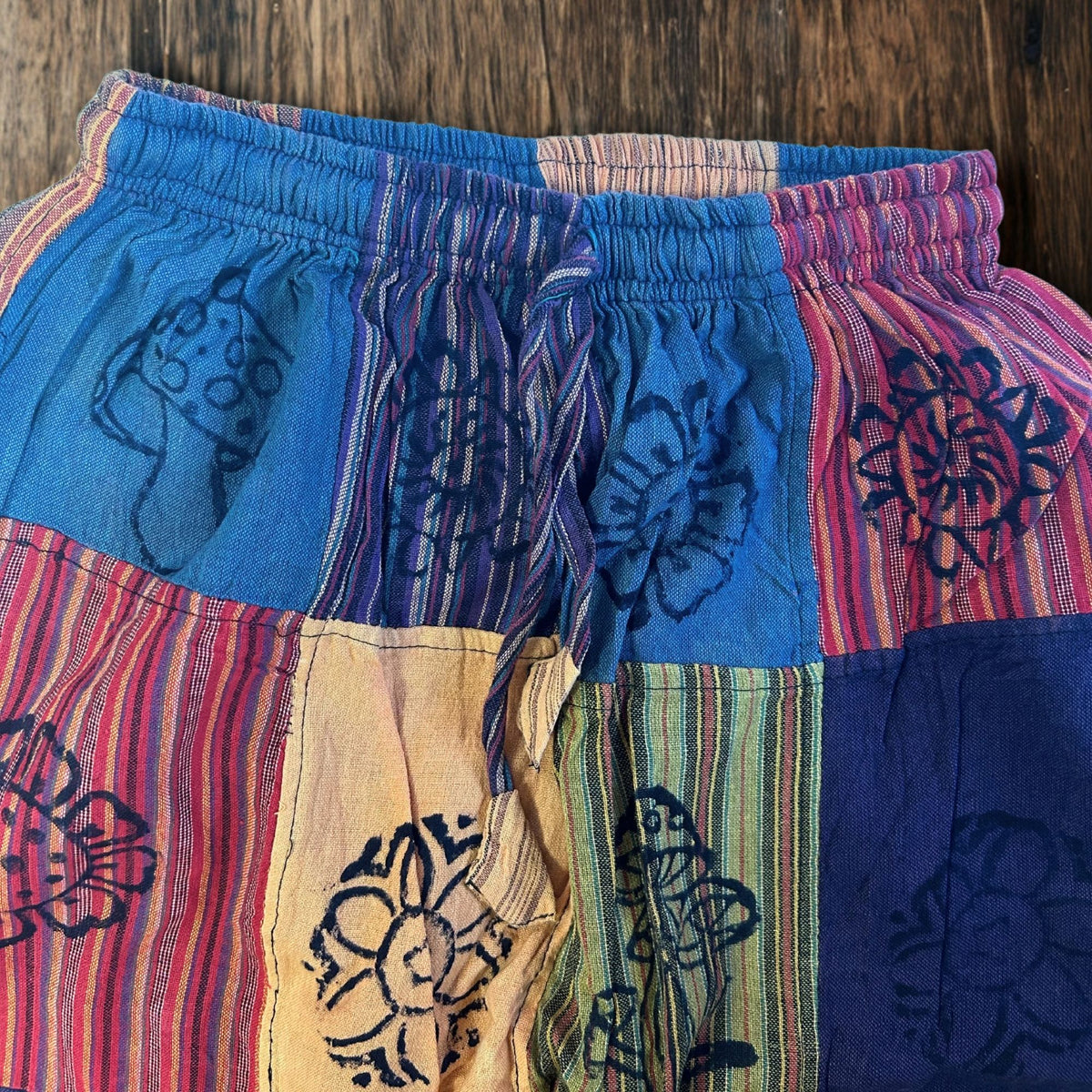 Orange-Tone Block Print Mushroom Pants – Small/Medium