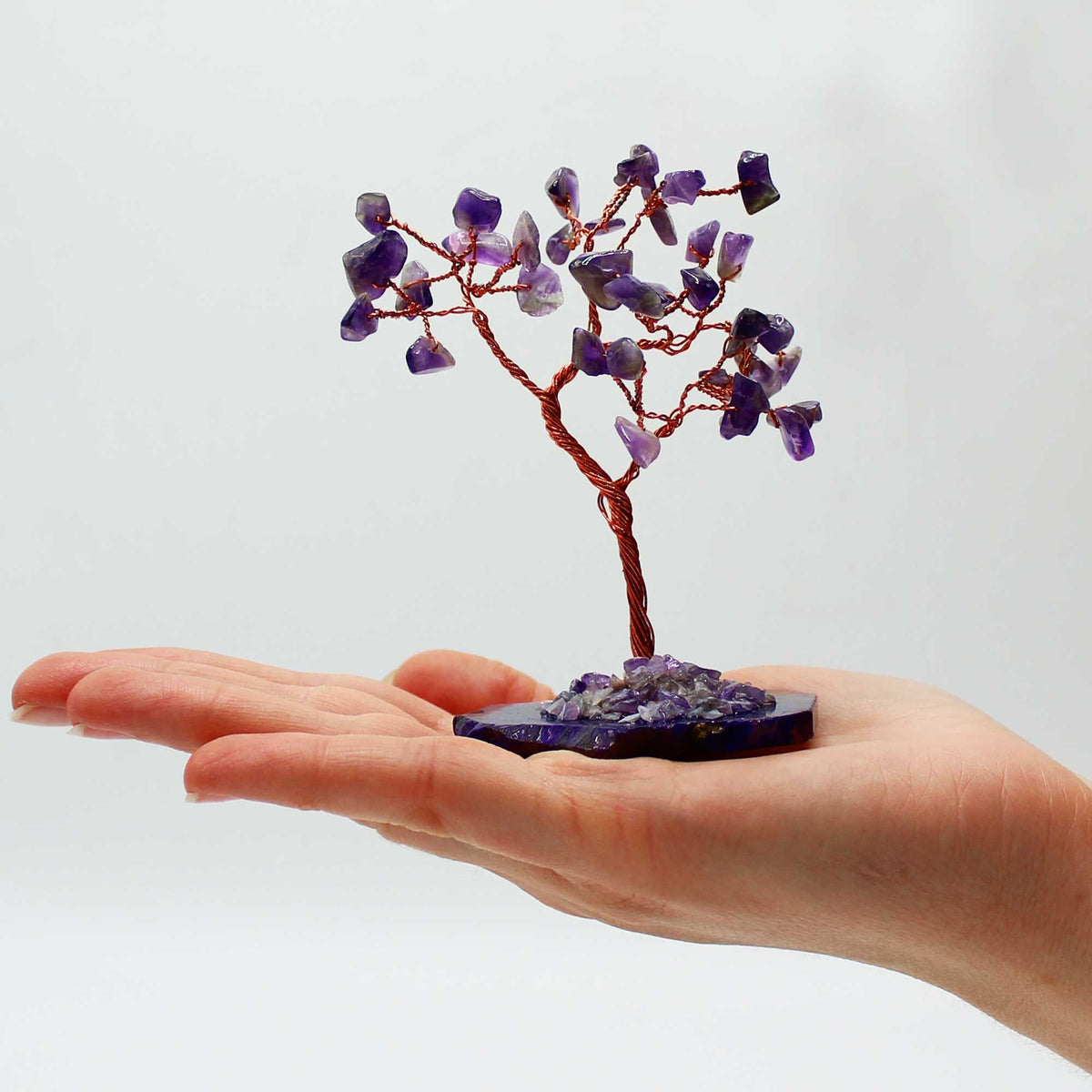 Amethyst Gemstone Tree on Natural Agate Base