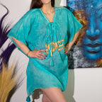 Turquoise and Gold Love Design Kaftan