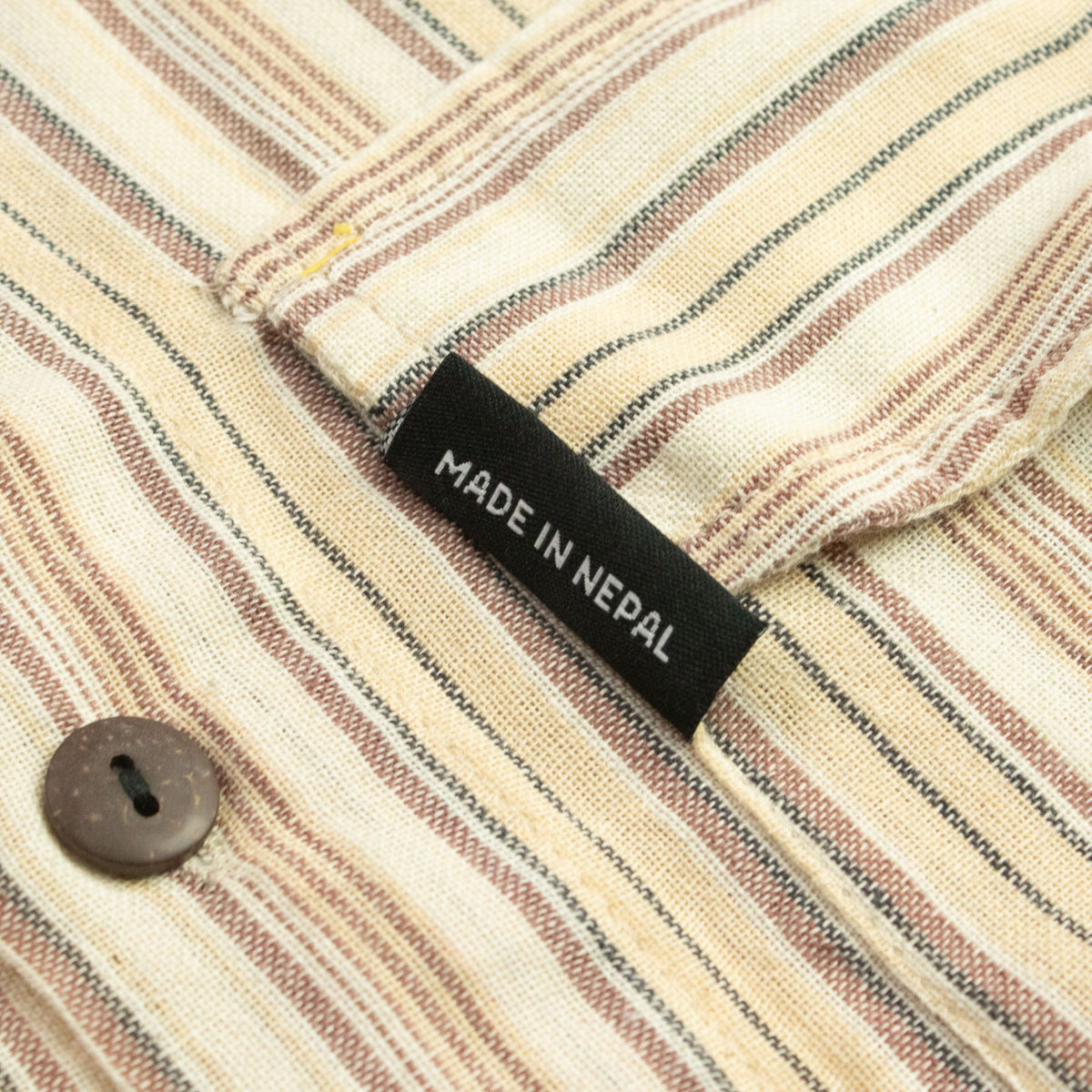 Brown and Beige Sari Grandad Shirt – XL